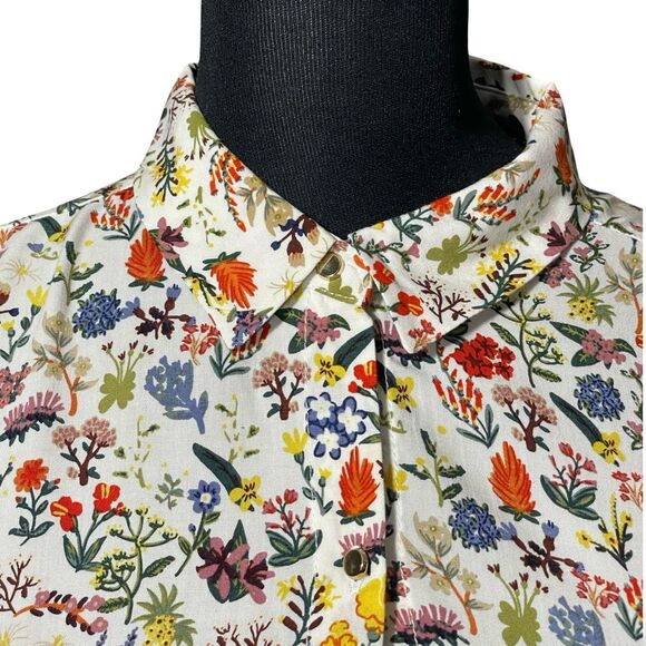 ZARA Floral Button Shirt, Gold buttons, Long Sleeves, Shirt Pockets, Sz. Small - Picture 3 of 8